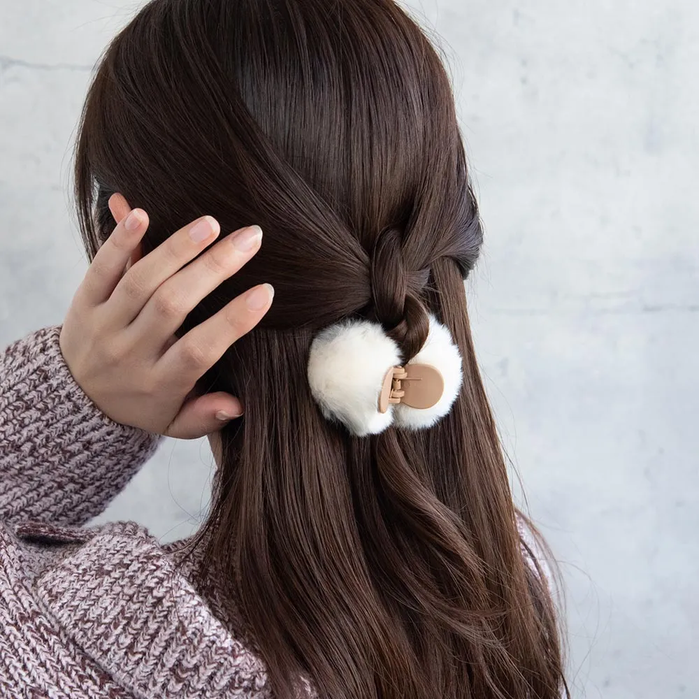 Fluffy Pom Pom Hair Claw