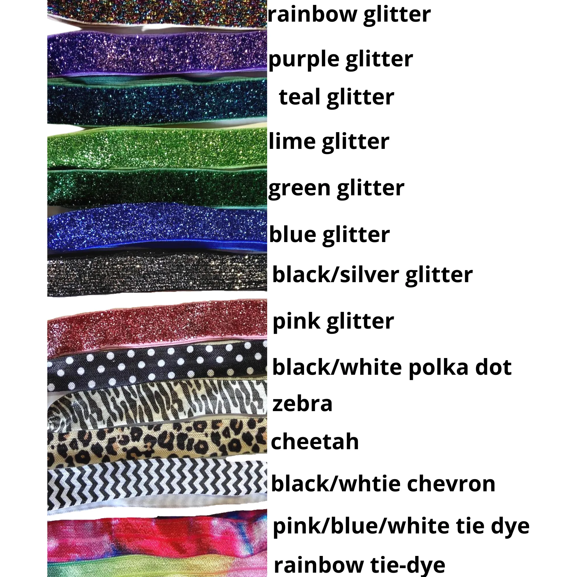 Fold Over Elastic Headbands You Pick Colors & Quantities