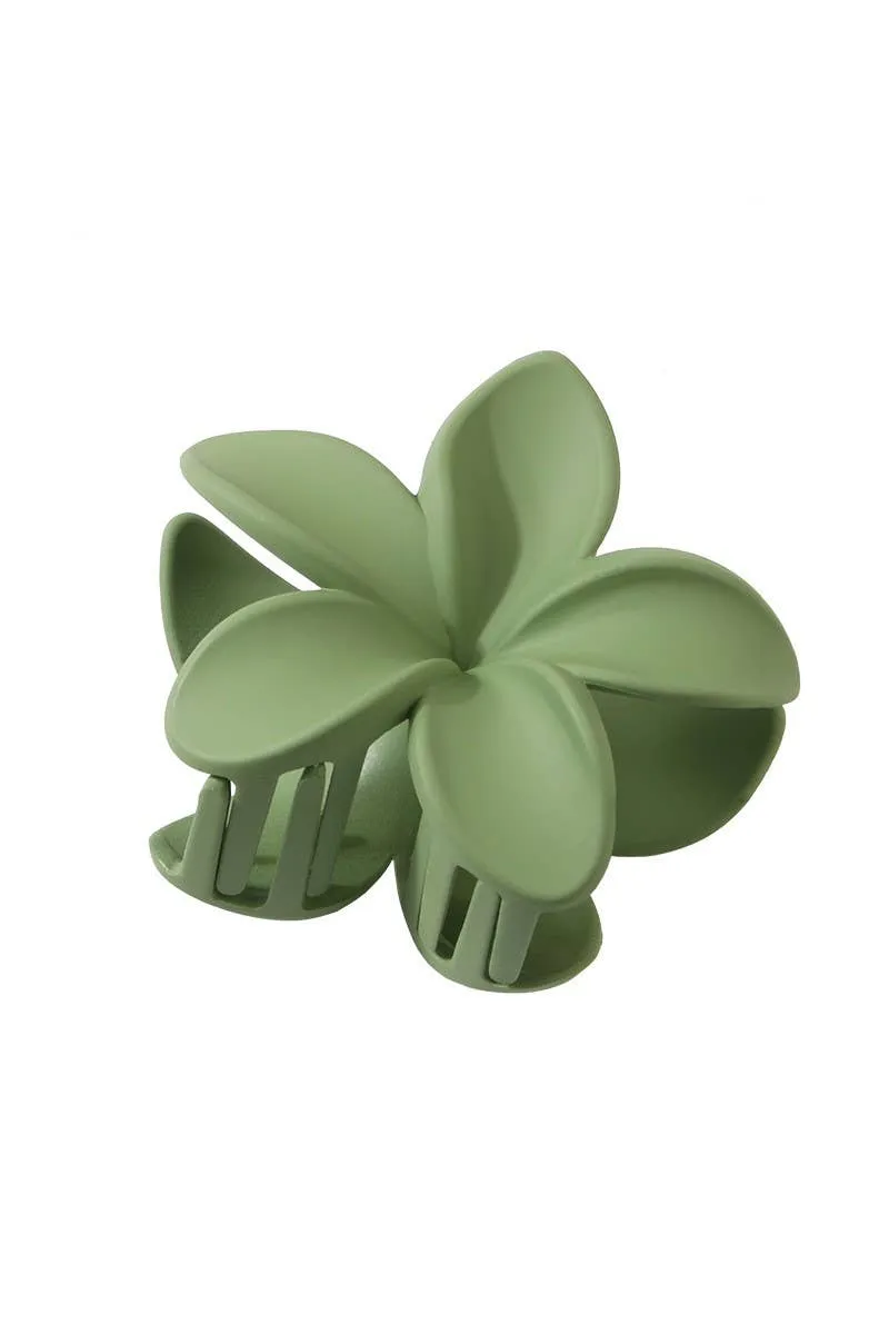 Frosted Hawaiian Flower hair Clip: Green