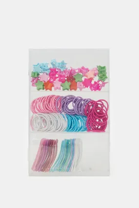 Girls Assorted Elastic And Hair Clip Set