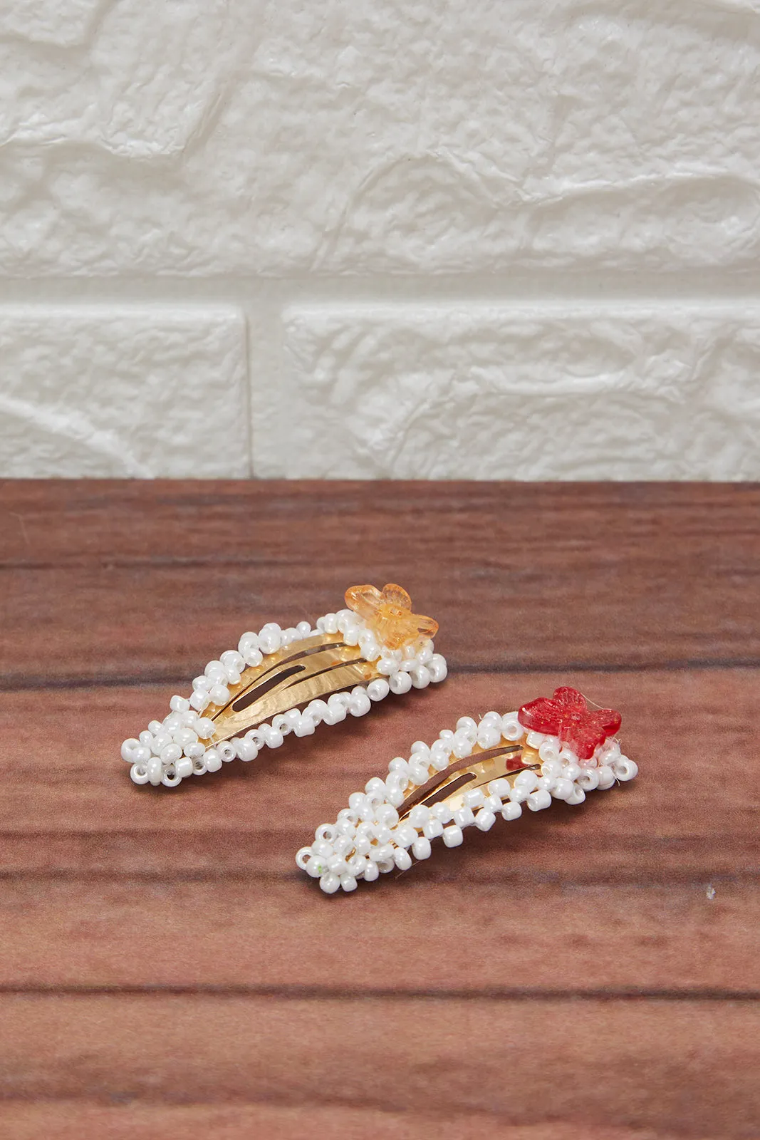 Girls White Pearls Hair Clip Set (Pack of 2)