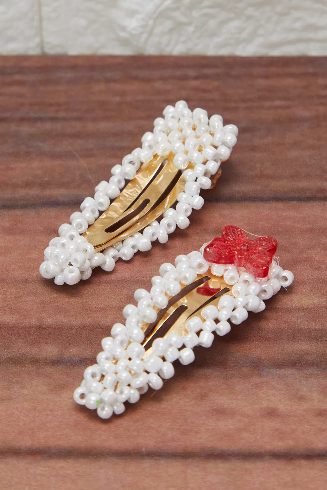 Girls White Pearls Hair Clip Set (Pack of 2)