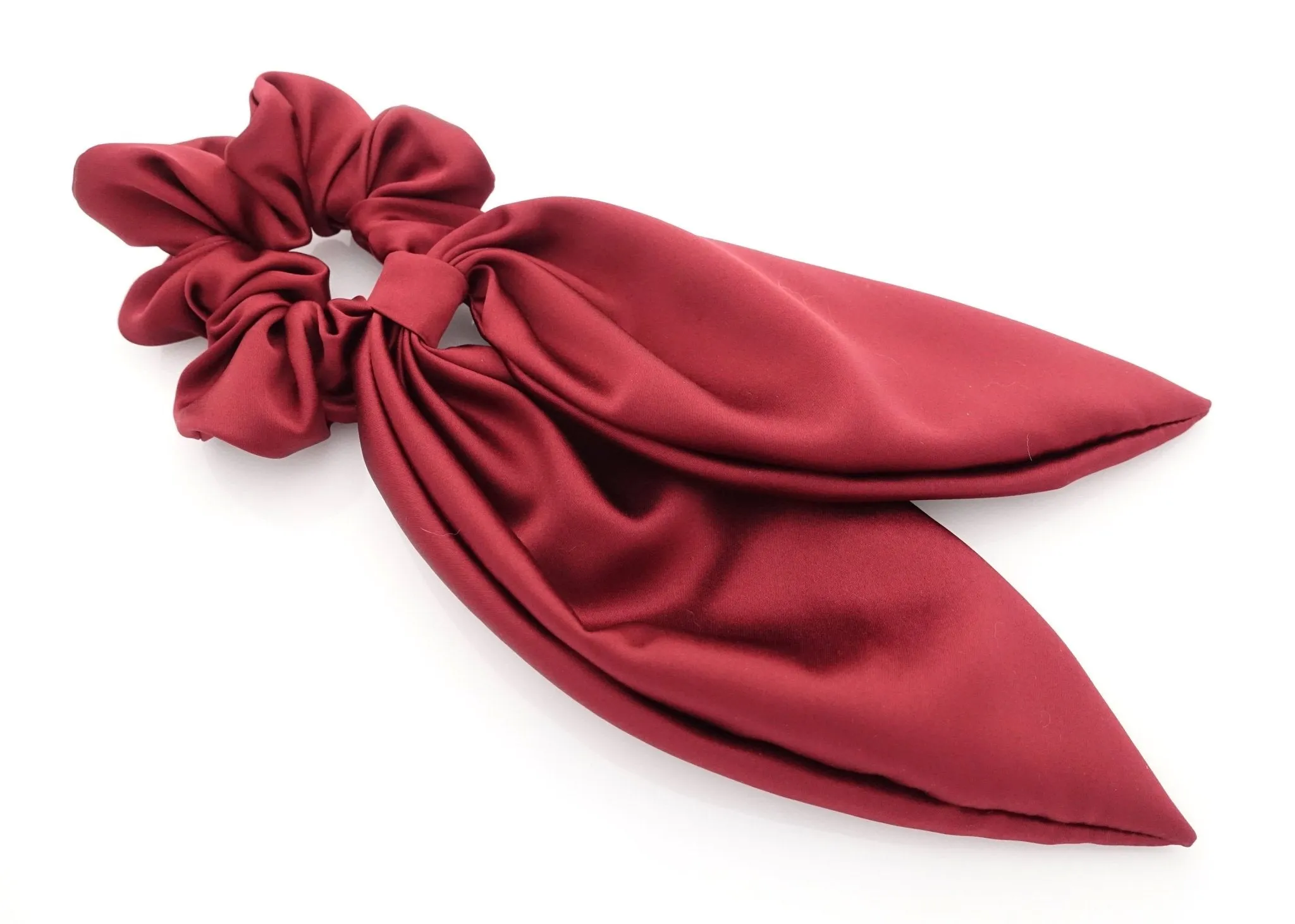 glossy satin tail scrunchies knot hair scrunchie