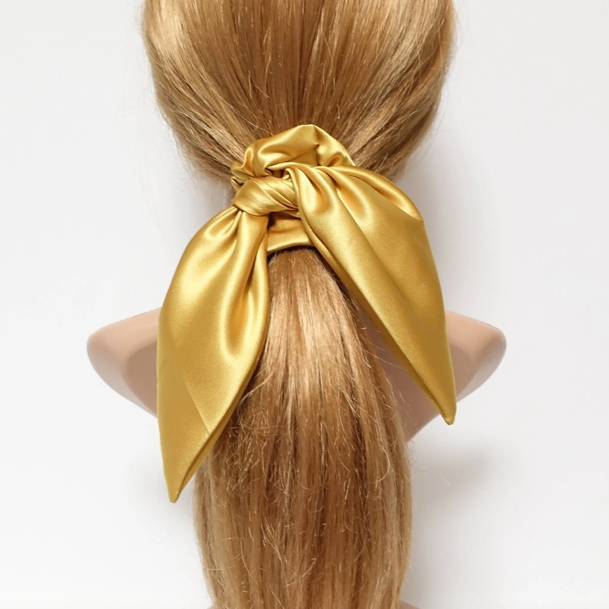 glossy satin tail scrunchies knot hair scrunchie