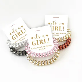 Gold Baby Shower Favors Girl, Spiral Hair Ties