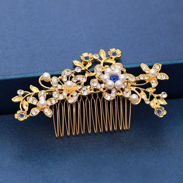 Gold Wedding Hair Combs Leaf Flower Design Bridal Hair Accessories