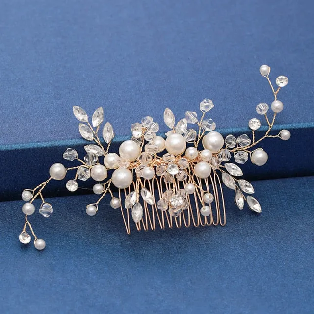 Gold Wedding Hair Combs Leaf Flower Design Bridal Hair Accessories