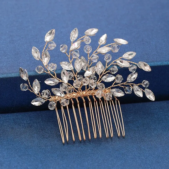 Gold Wedding Hair Combs Leaf Flower Design Bridal Hair Accessories