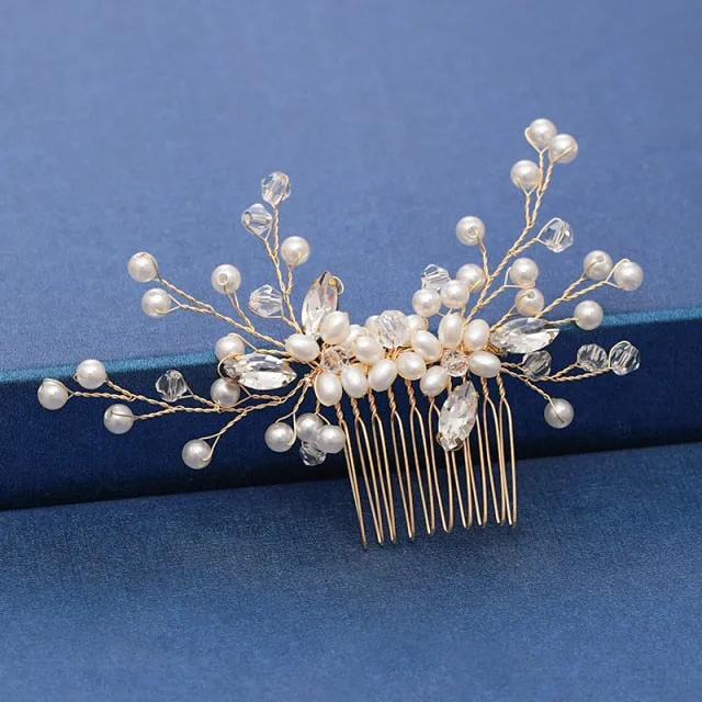 Gold Wedding Hair Combs Leaf Flower Design Bridal Hair Accessories