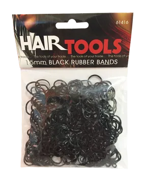 Hair Tools Black Rubber Bands- 300pk