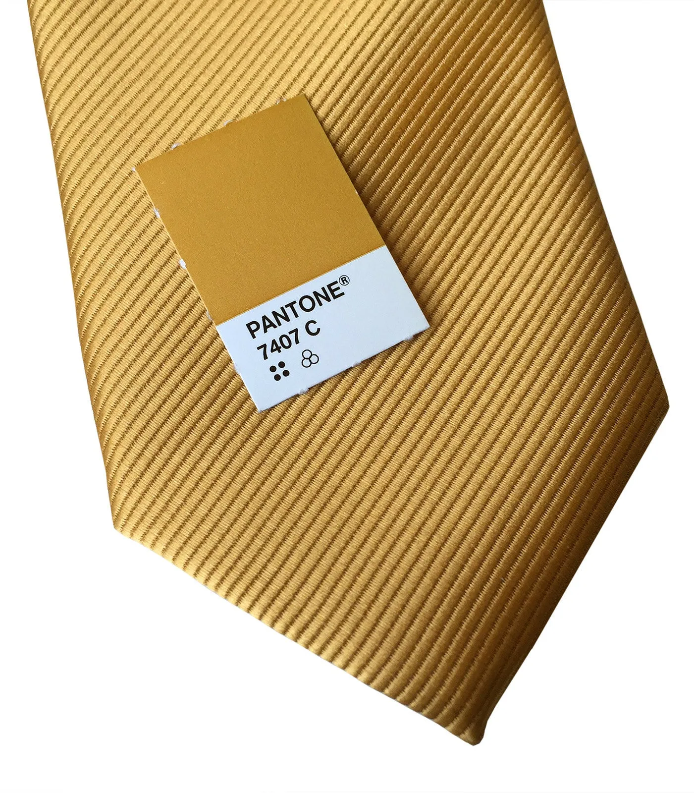 Honey Gold Necktie. Solid Color Fine-Stripe Tie, No Print