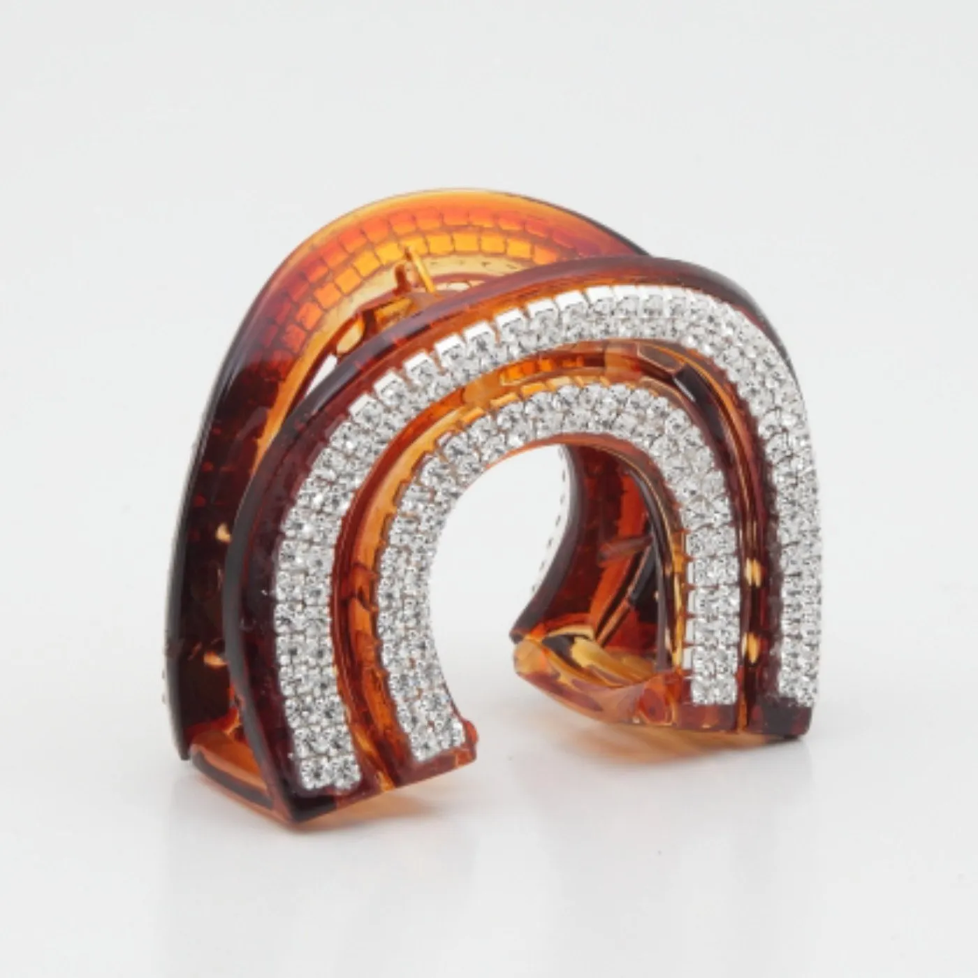 Horseshoe 4 Row Cubic Rhinestone Decorative Hair jaw Claw