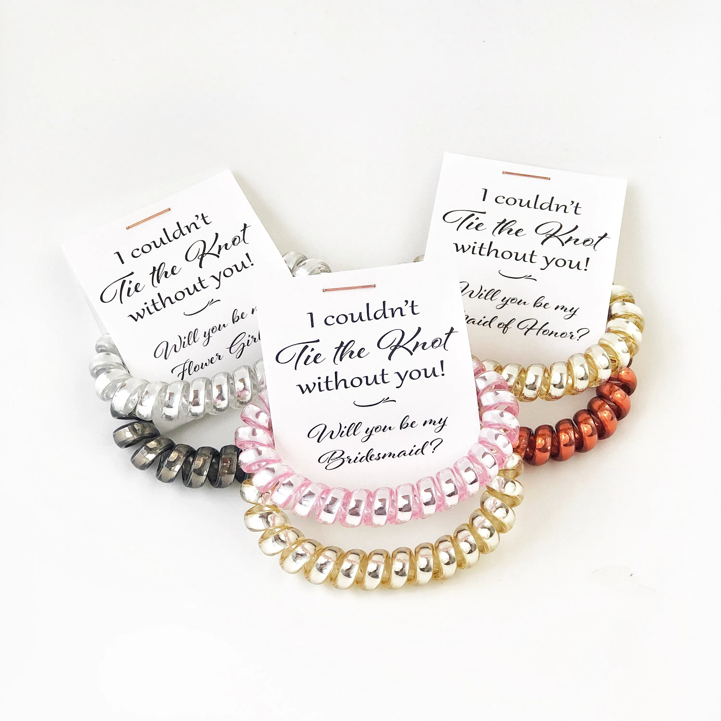 I Couldn't Tie The Knot Without You Bridesmaid Proposal, Bridesmaid Gift, Spiral Hair Ties