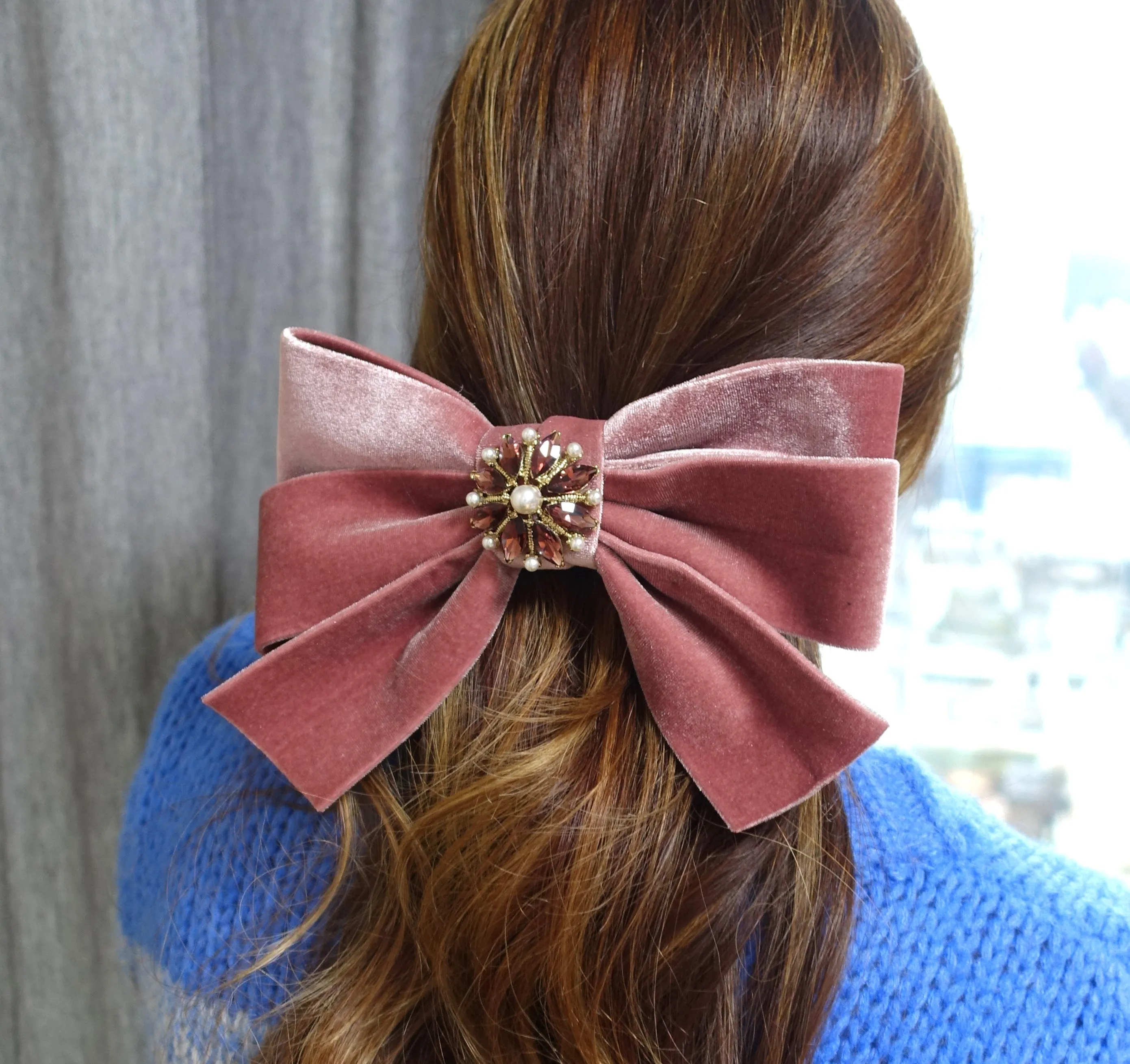 jeweled velvet bow, velvet hair bow, antique hair bow, hair bow shop for women