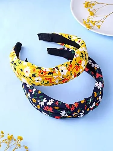 Kairangi Hair Band for Women Girls 2 Pcs Headband for Women Knot Fabric Hair Band for Girls Twist Turban Headband Cross Knot Hair Bands Elastic