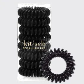 Kitsch Spiral Hair Ties 8 Pack - Black