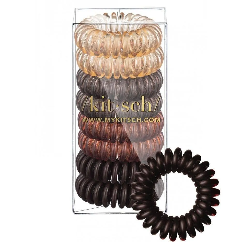 KITSCH - Spiral Hair Ties 8 Pack - Brunette