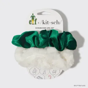 Kitsch x Elf Scrunchies 2pc - White & Green