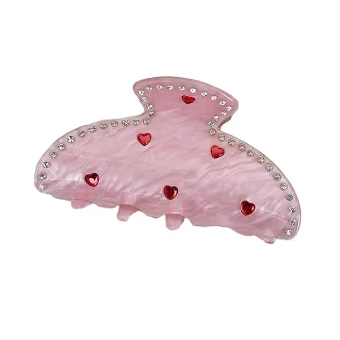 Korean Heart Rhinestone Hair Claw