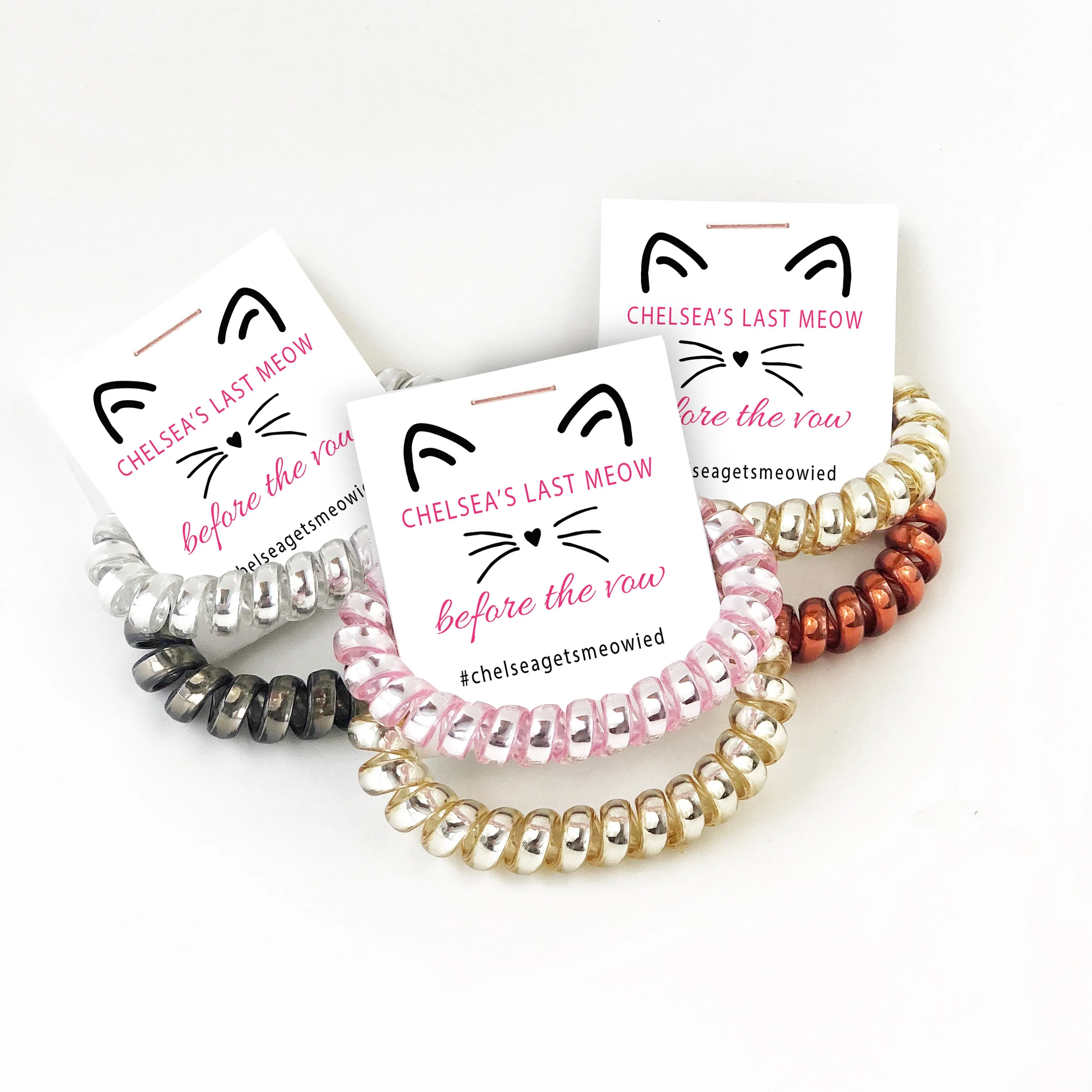 Last Meow Bachelorette Favors, Cat Bachelorette, Spiral Hair Ties