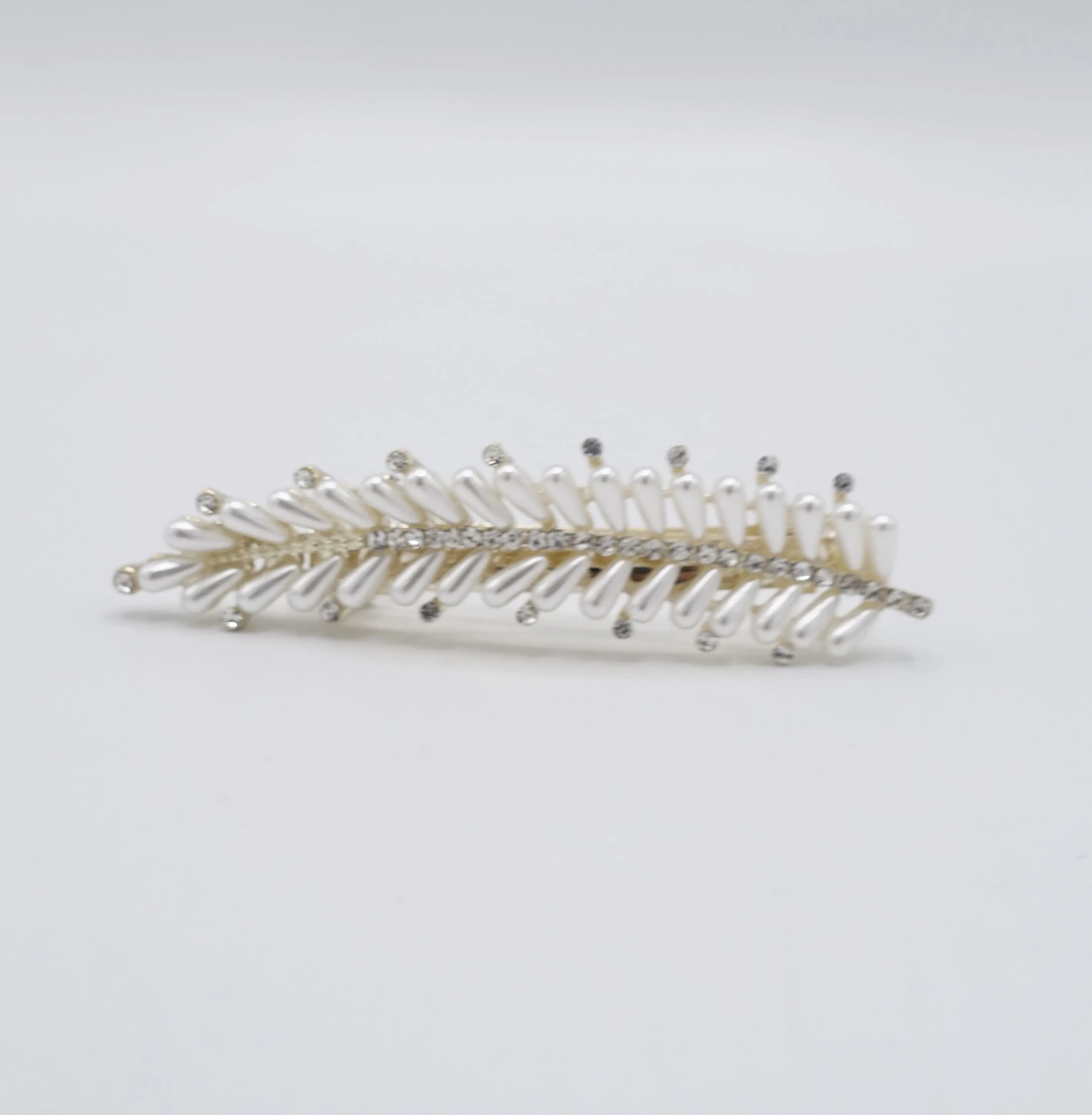 leaf hair barrette, pearl hair clip for women