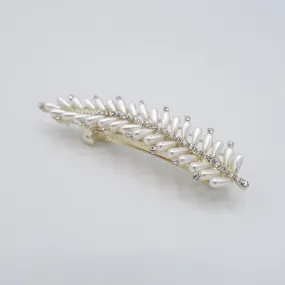 leaf hair barrette, pearl hair clip for women