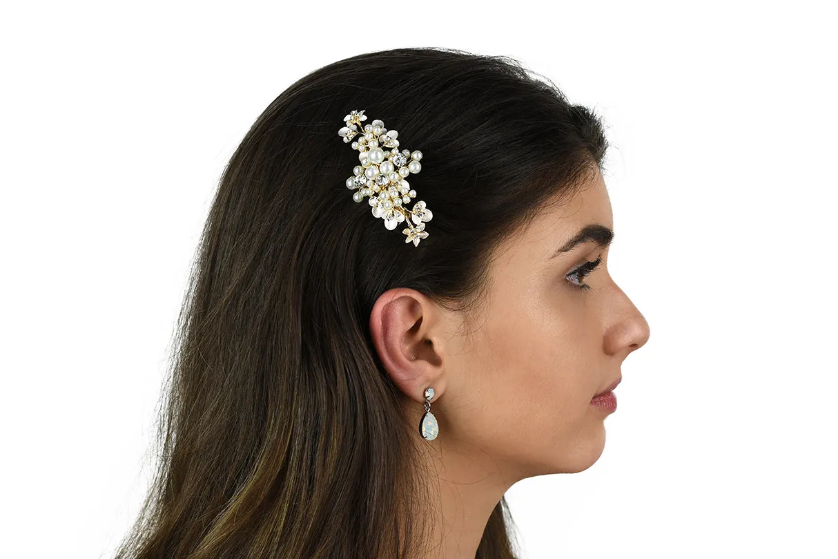 Leah - Dainty Pearl & Crystal Bridal Hair Clip