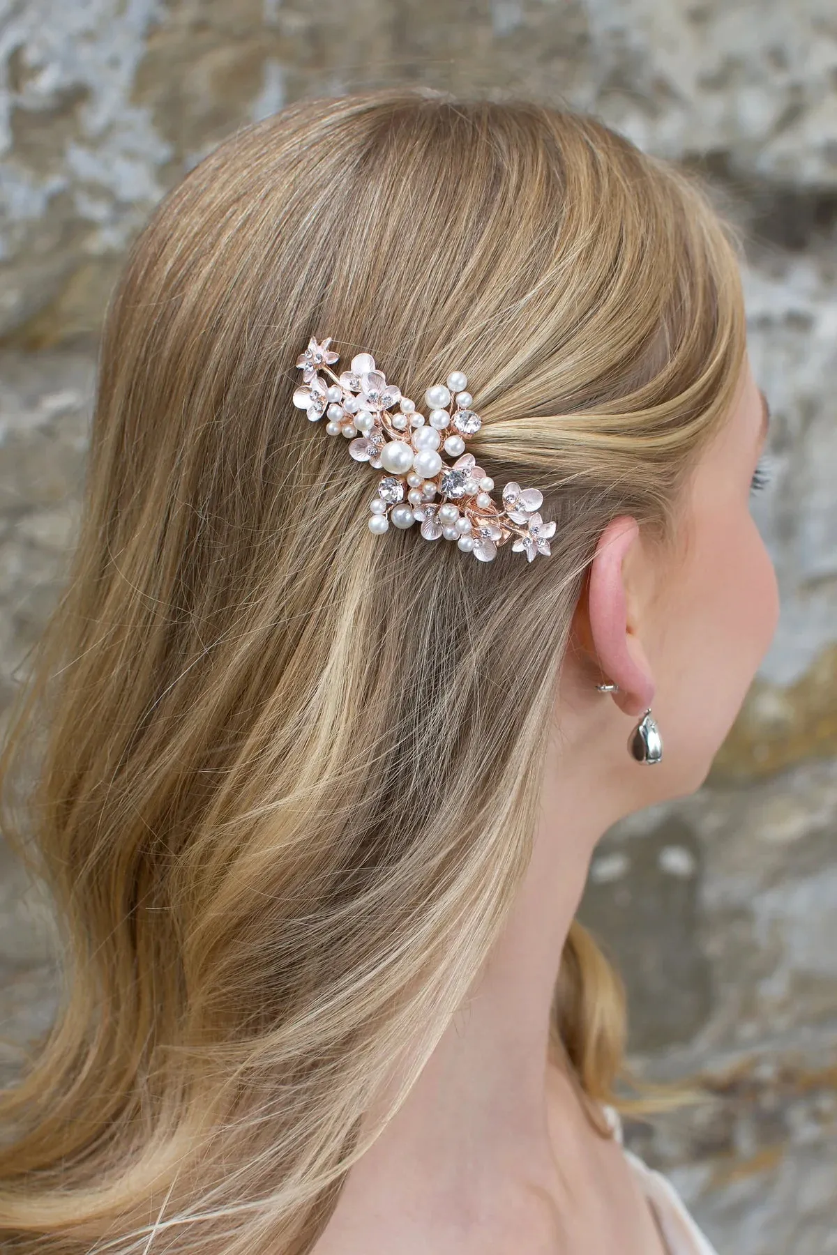 Leah - Dainty Pearl & Crystal Bridal Hair Clip