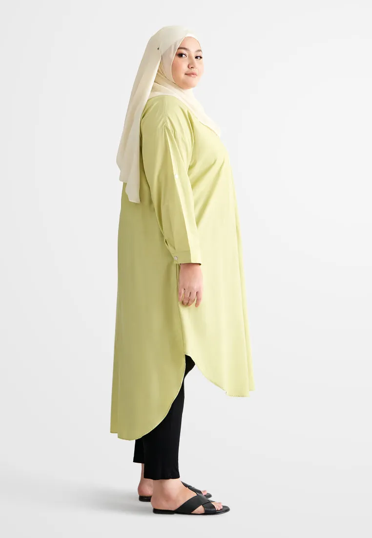 Linisha Minimalist Long Dress Shirt - Khaki