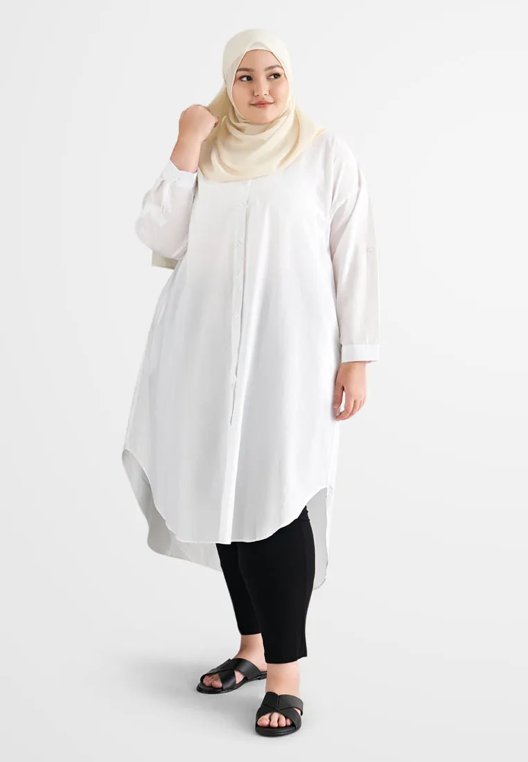 Linisha Minimalist Long Dress Shirt - Khaki