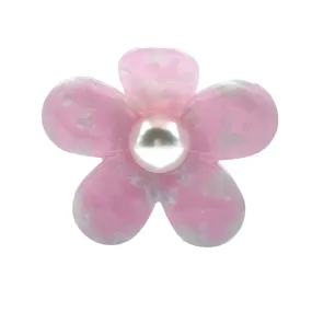 Linny Co | Gigi Flower Hair Clip in Pink with Pearl Center