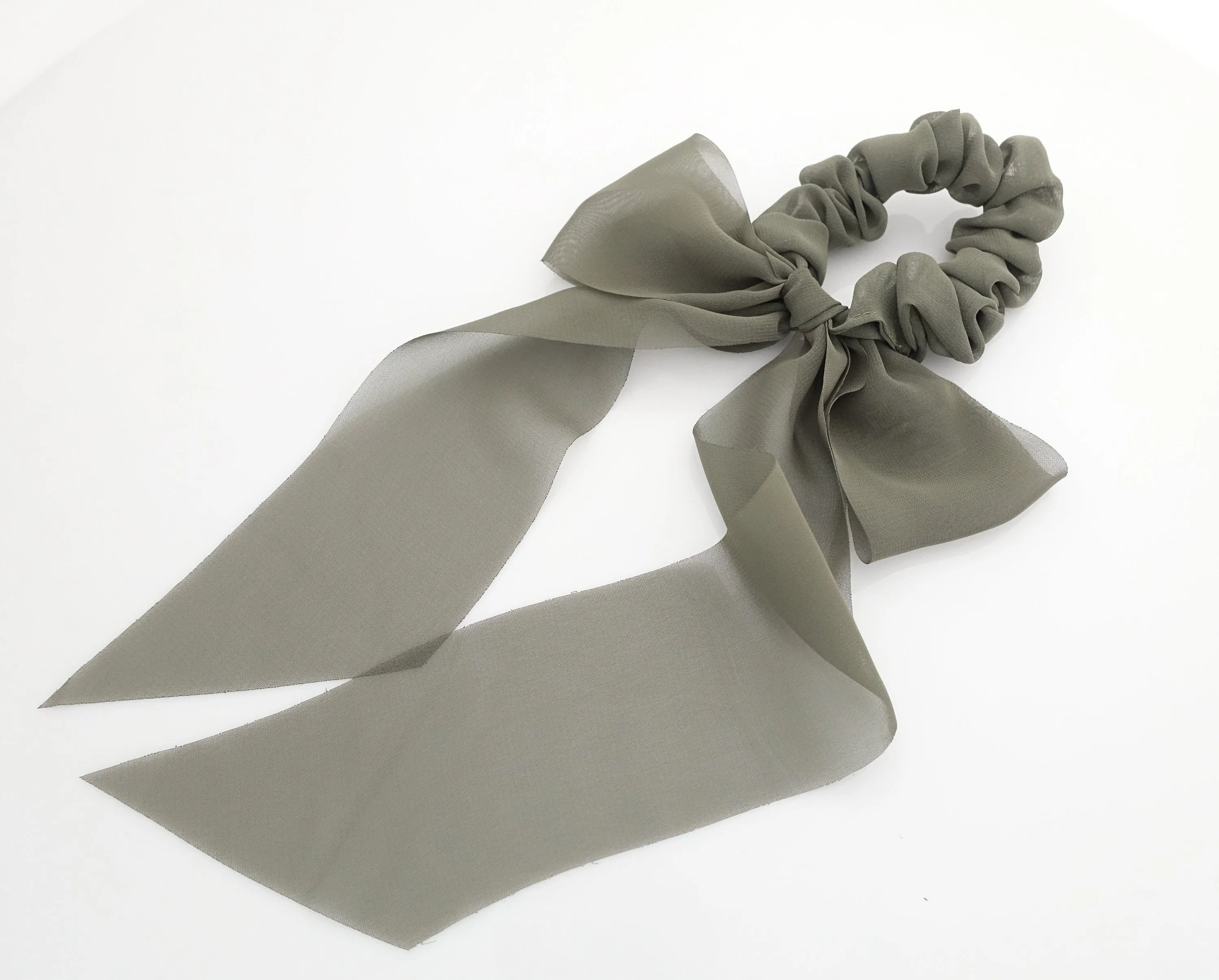 long tail chiffon bow knot scrunchies stylish hair tie scrunchy women hair accessory