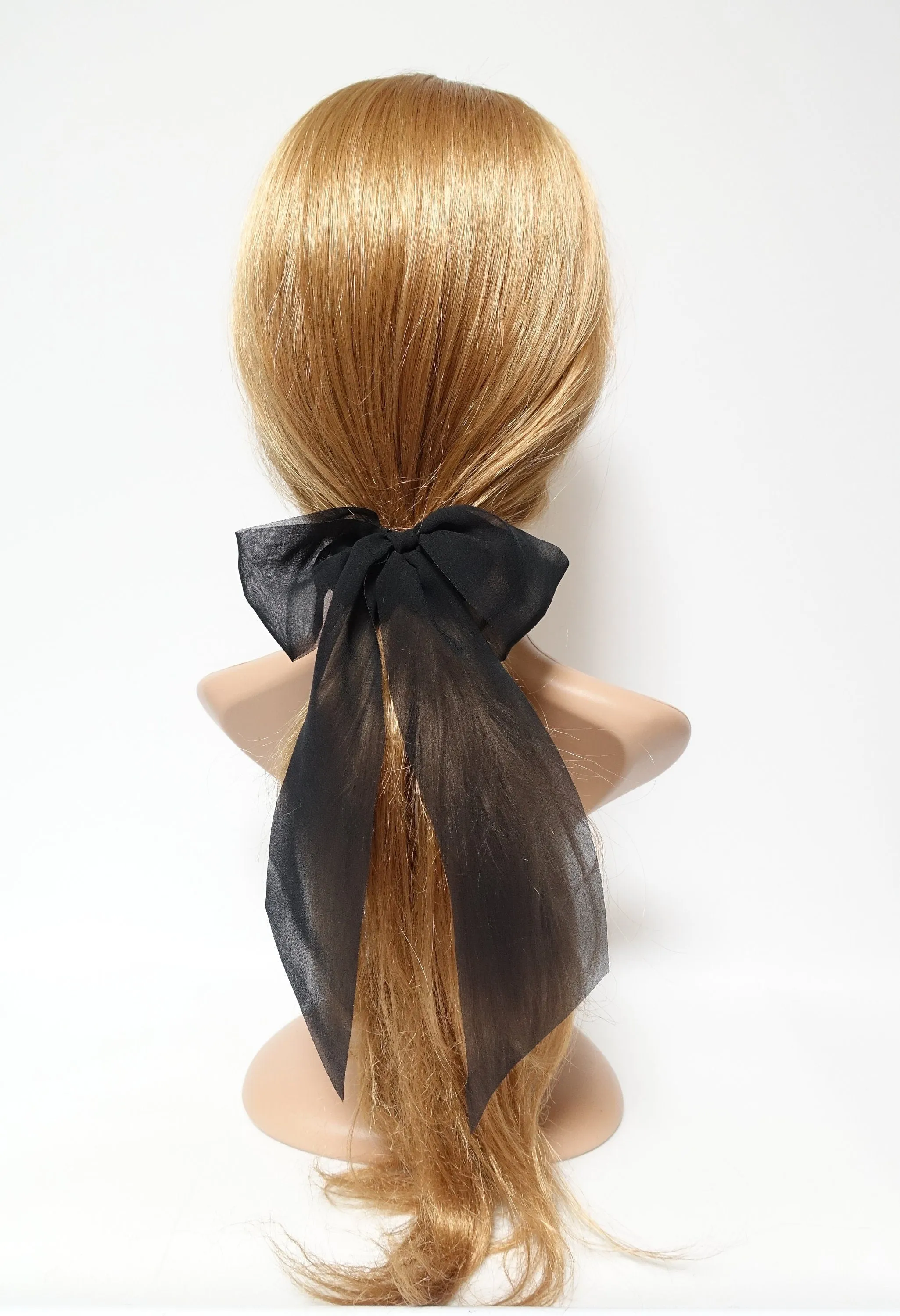 long tail chiffon bow knot scrunchies stylish hair tie scrunchy women hair accessory