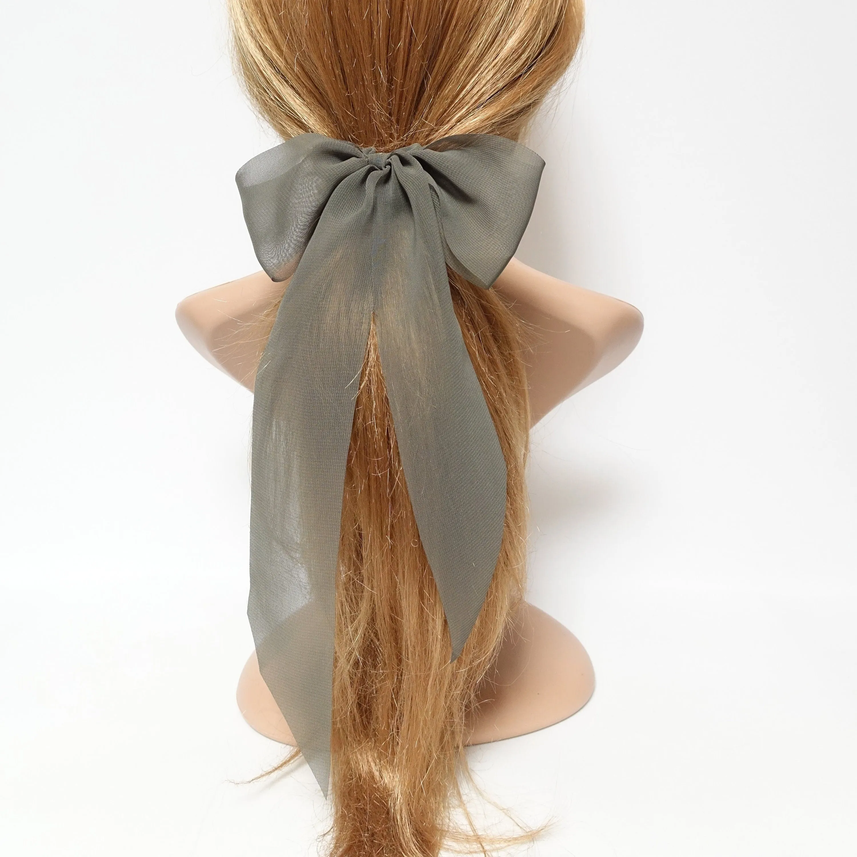 long tail chiffon bow knot scrunchies stylish hair tie scrunchy women hair accessory