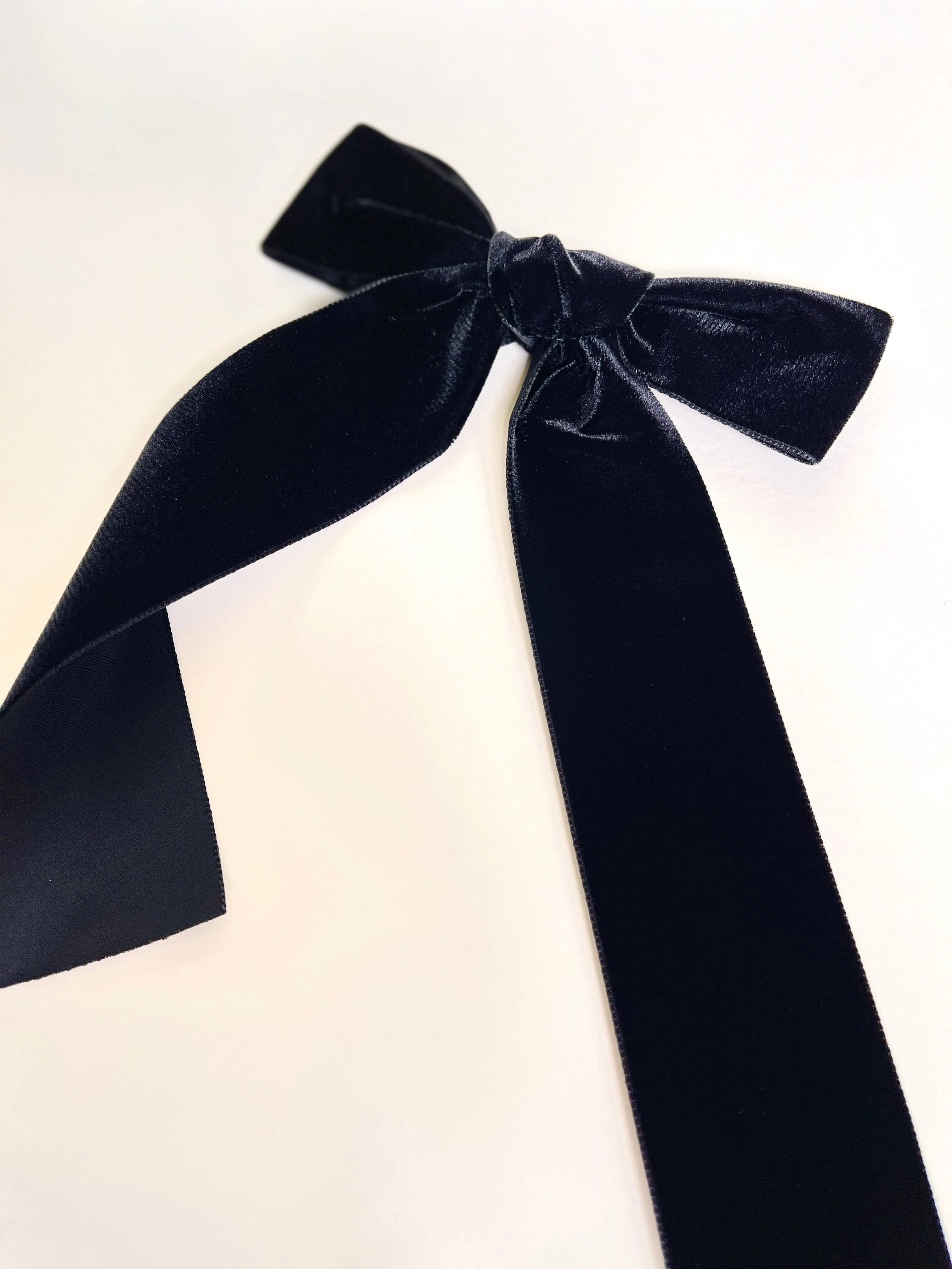 Luxe Hand Tied Velvet Long Bow | Classic French Girl Hair Bow | Luxury Designer Hair Accessories | Made to Order