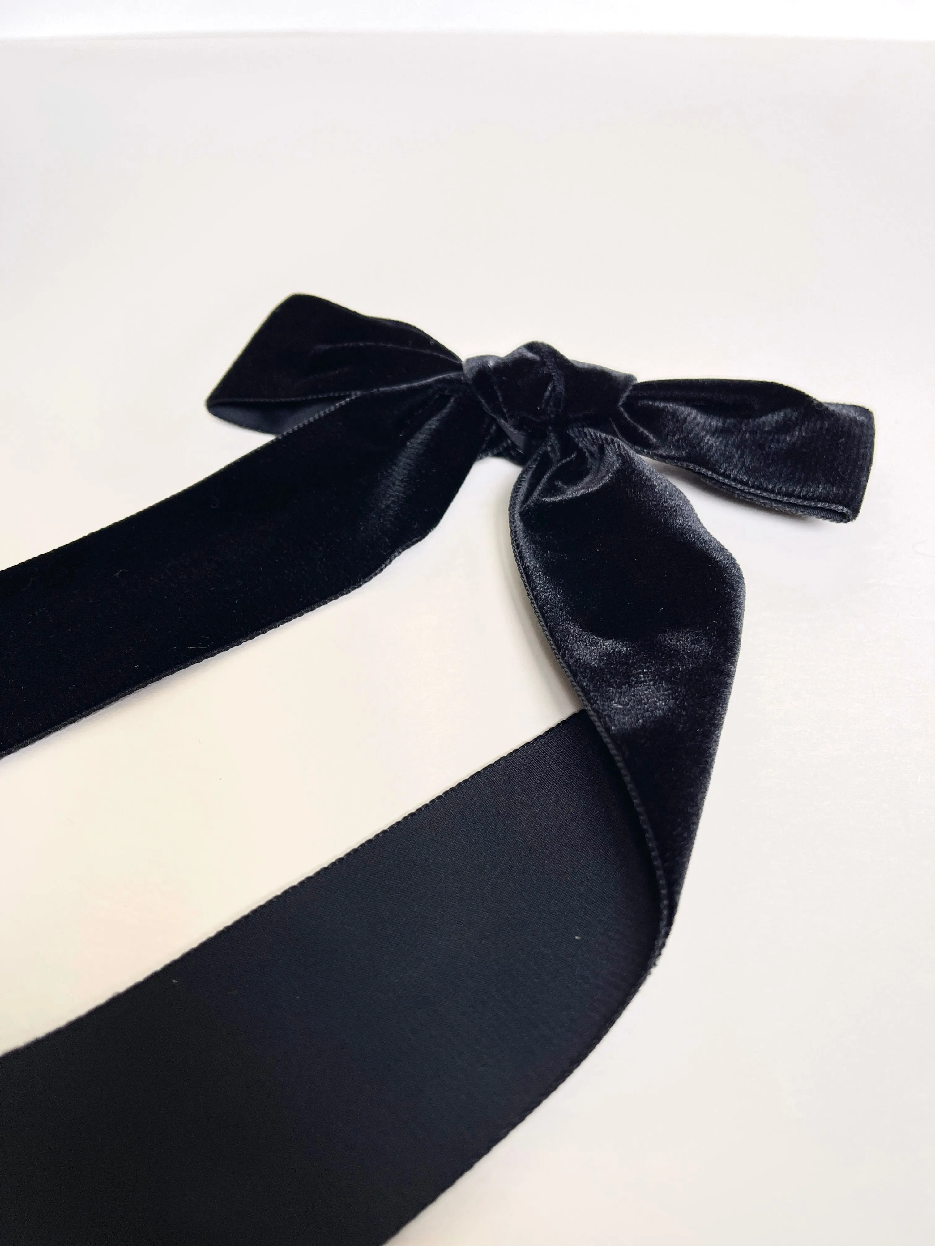 Luxe Hand Tied Velvet Long Bow | Classic French Girl Hair Bow | Luxury Designer Hair Accessories | Made to Order