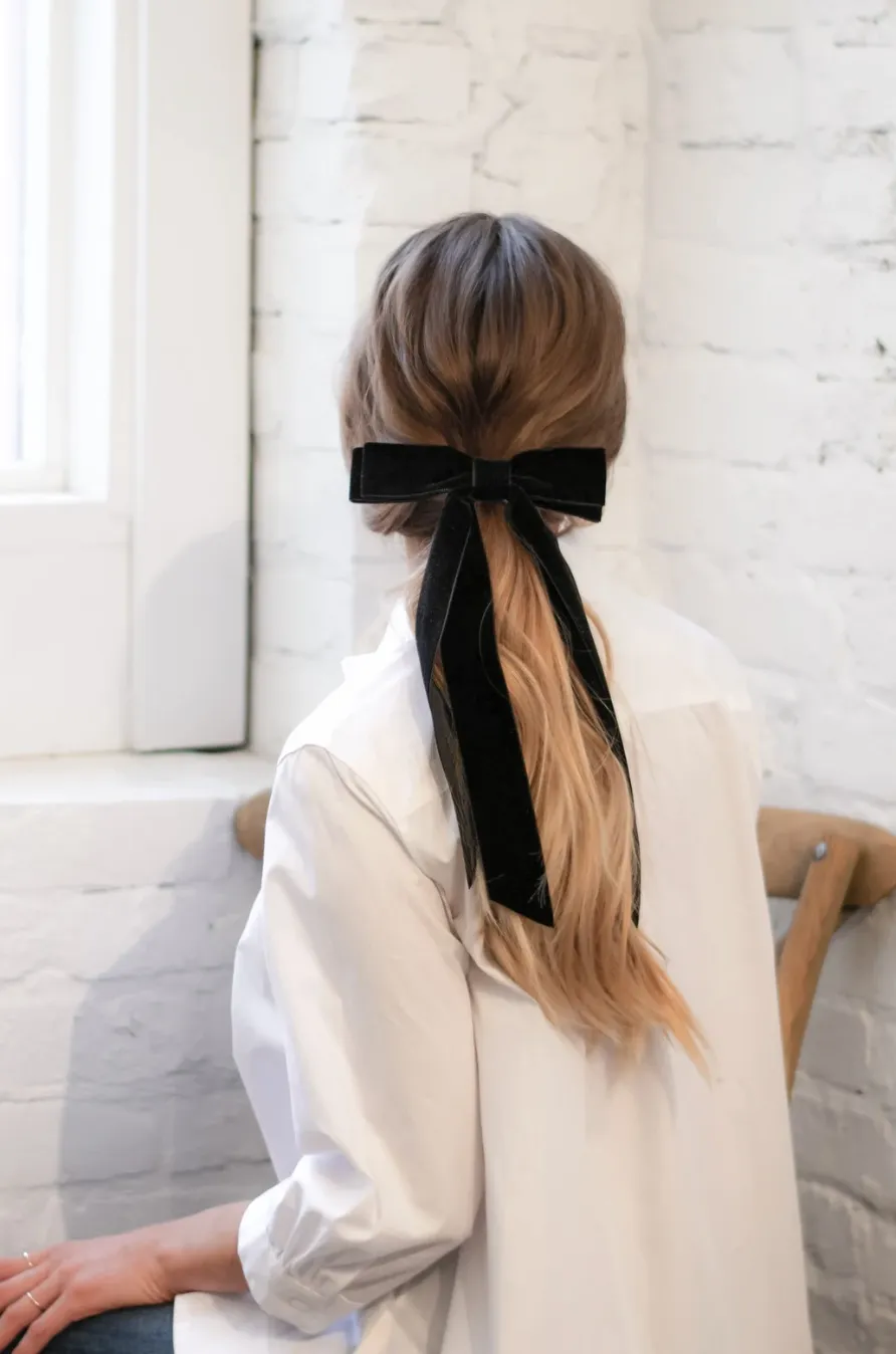 Luxe Oversize Velvet Long Bow | Upscale Bows for Women | Large Bow with Long Tails | Made to Order