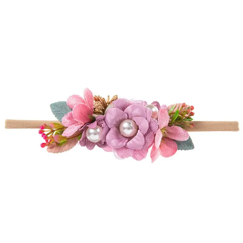 Melbees by Yellow Chimes Hair Bands, Lace and Satin Stretcheable Head Band Pink Floral Hairband for Girls, Kids & Toddlers (Pack of 2)