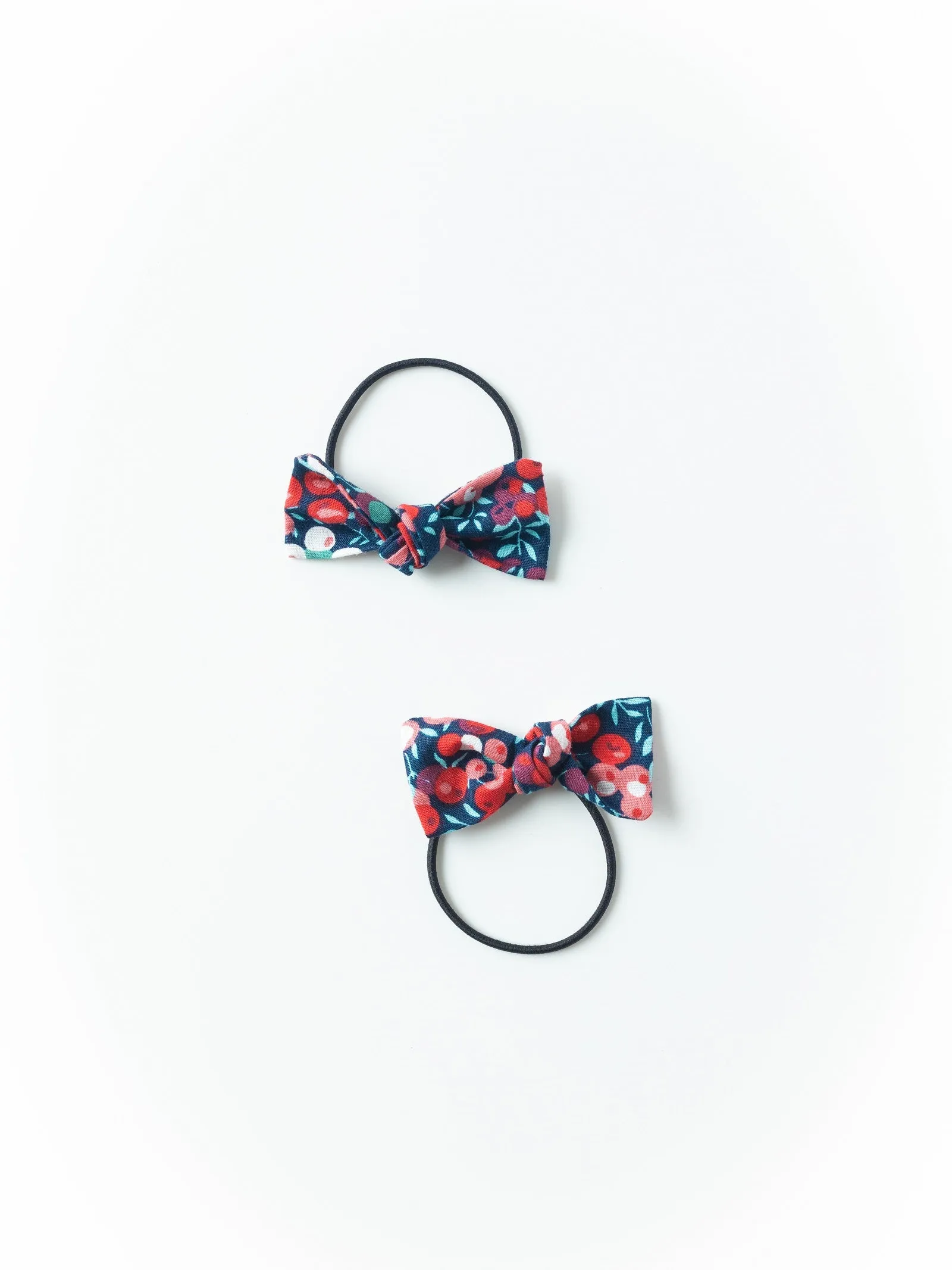 Mini Floral Hair-Tie Set- Black & Red