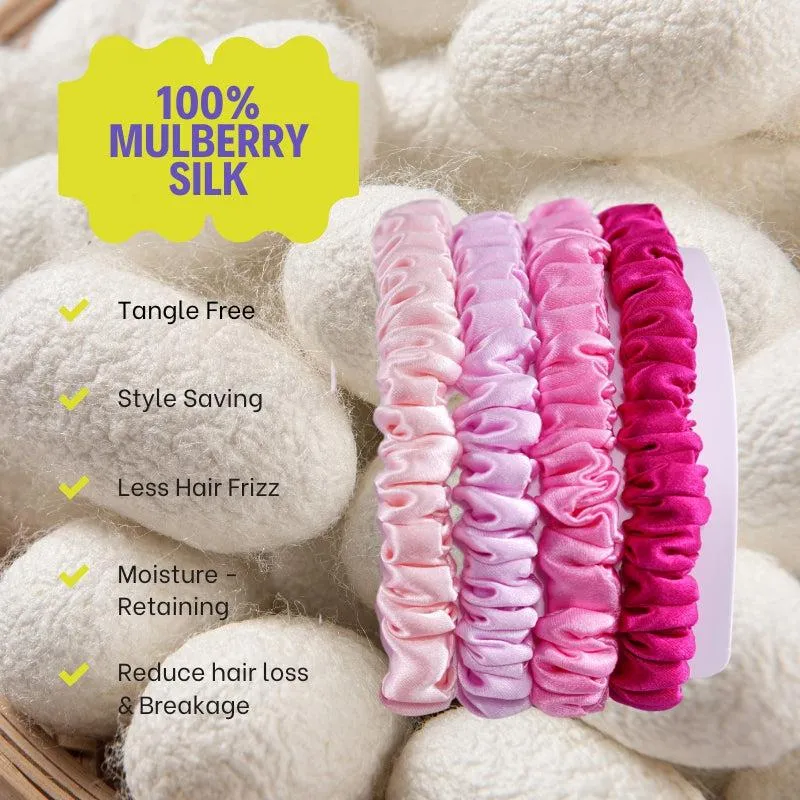 Mini silk hair ties Sweet Girls - 4 Pack - dropshipping