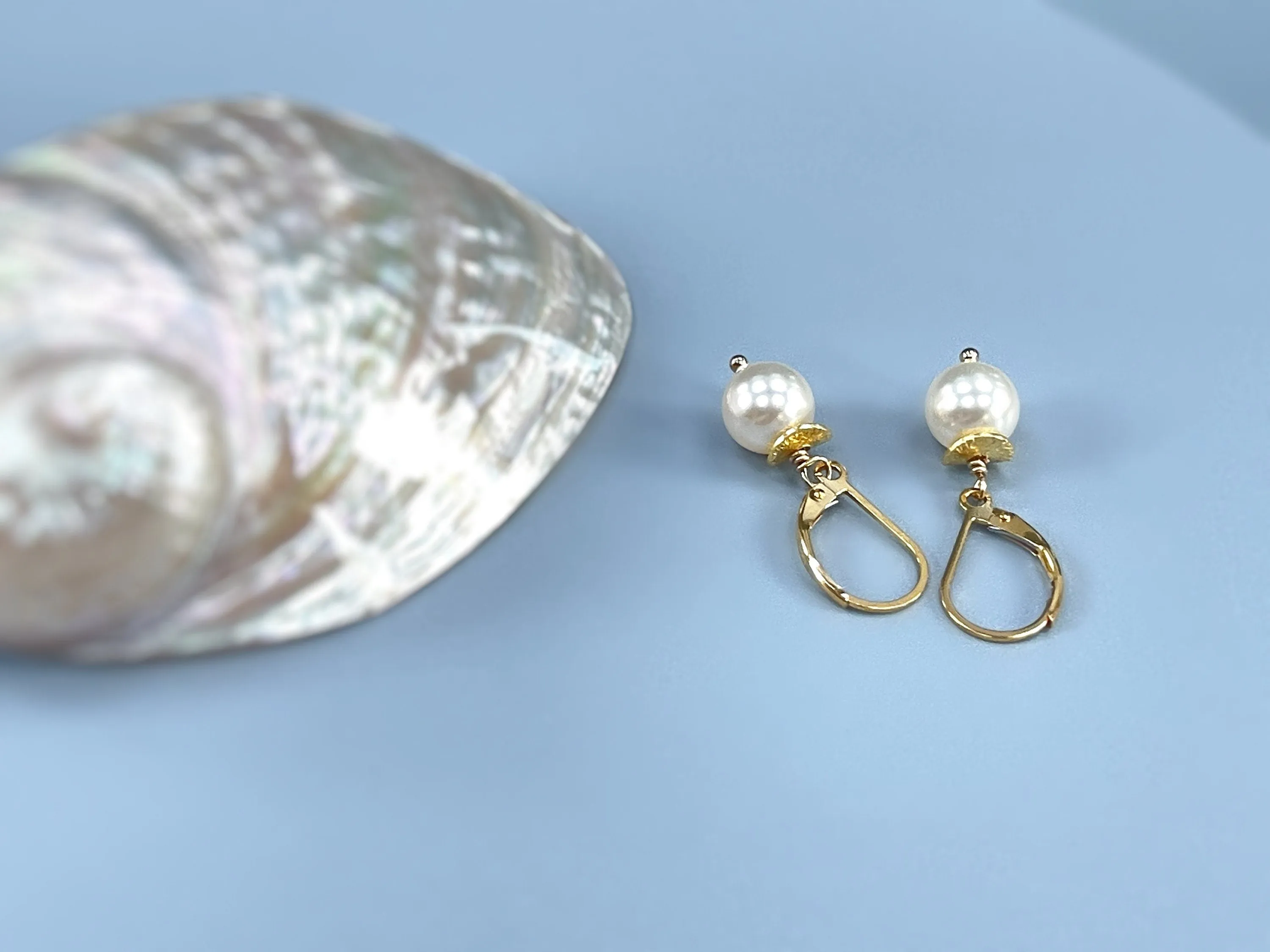 Minimalist Pearl Earrings dangle 14k Gold, Sterling Silver Dainty Drop Earrings