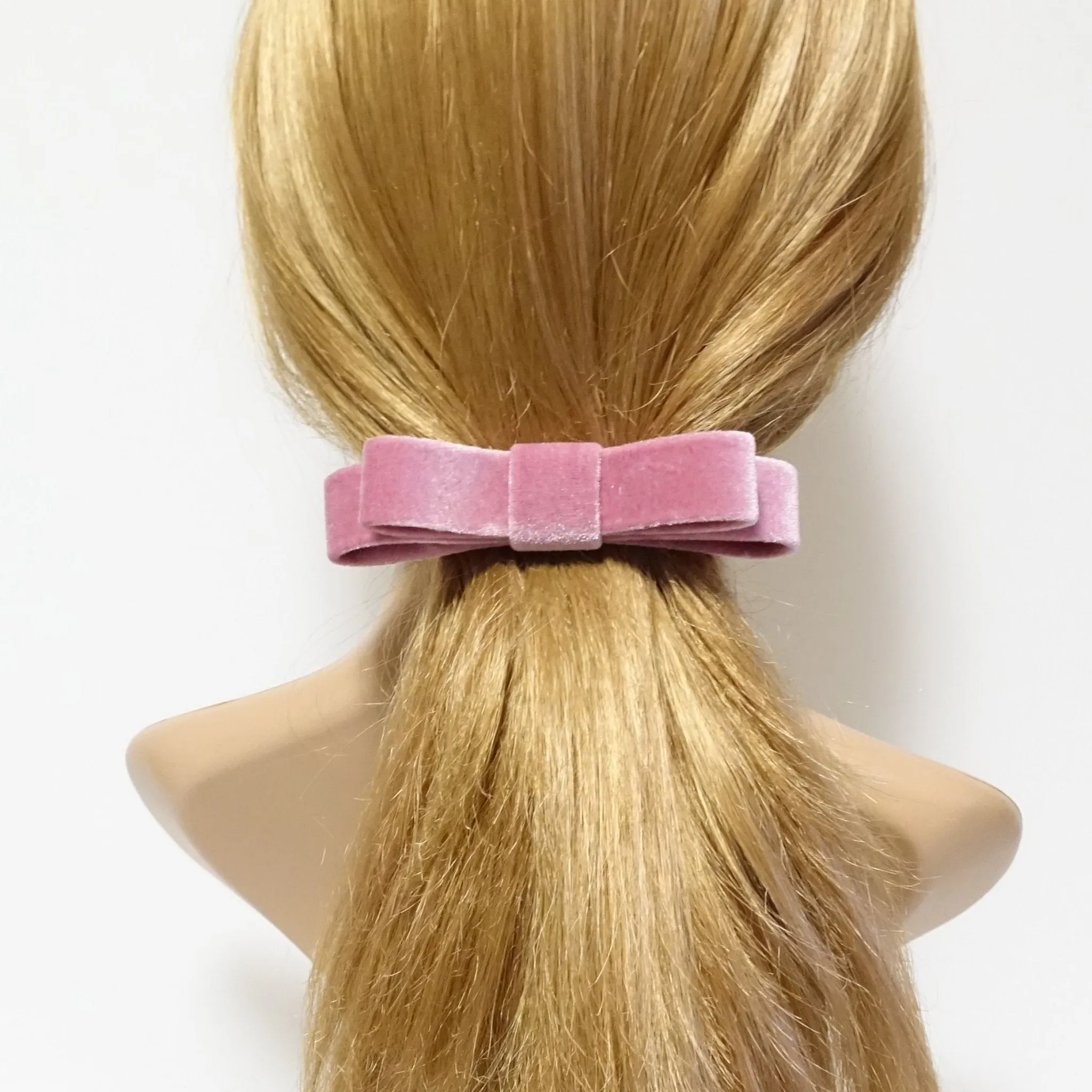 narrow flat velvet bow french bow barrette