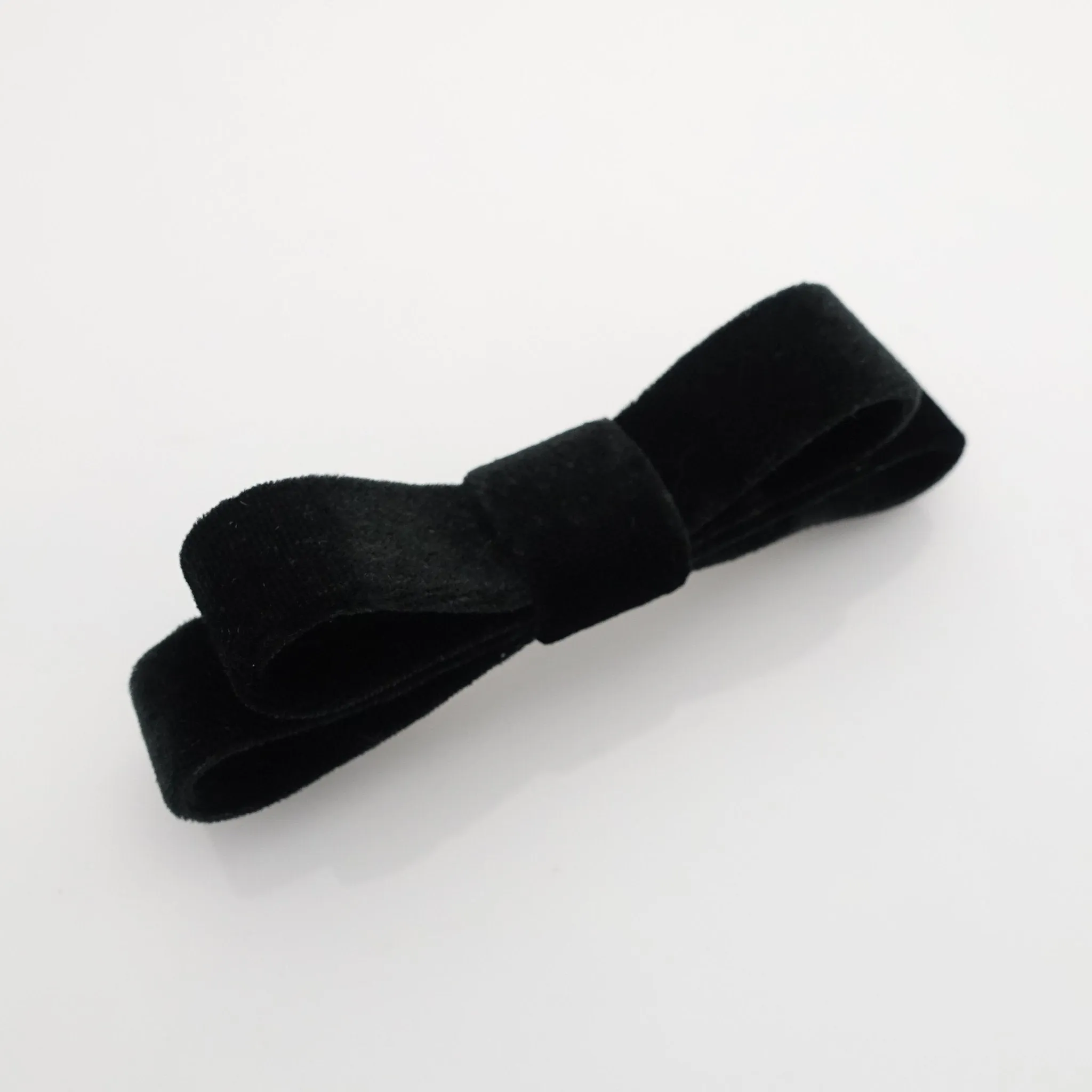 narrow flat velvet bow french bow barrette