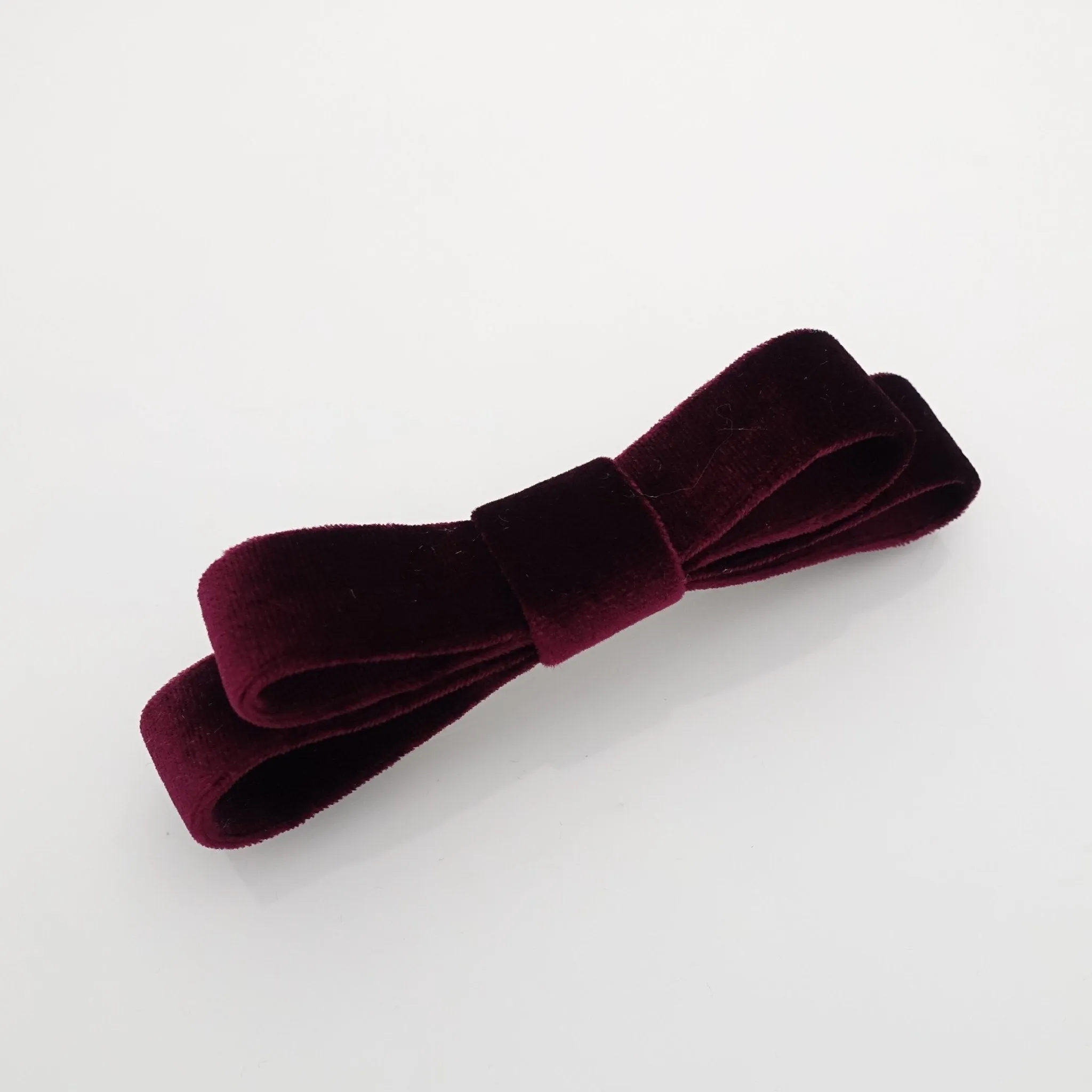 narrow flat velvet bow french bow barrette