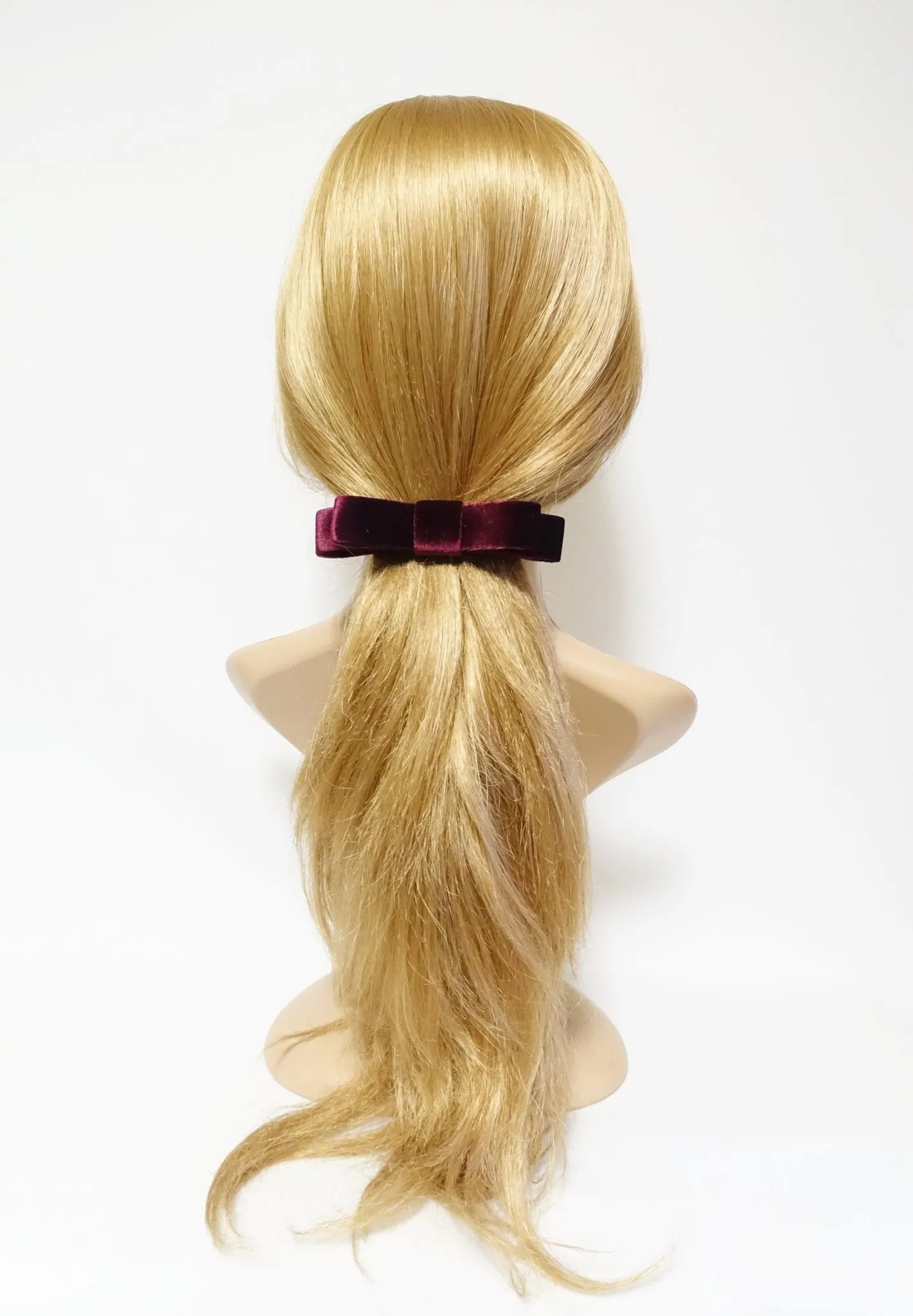 narrow flat velvet bow french bow barrette