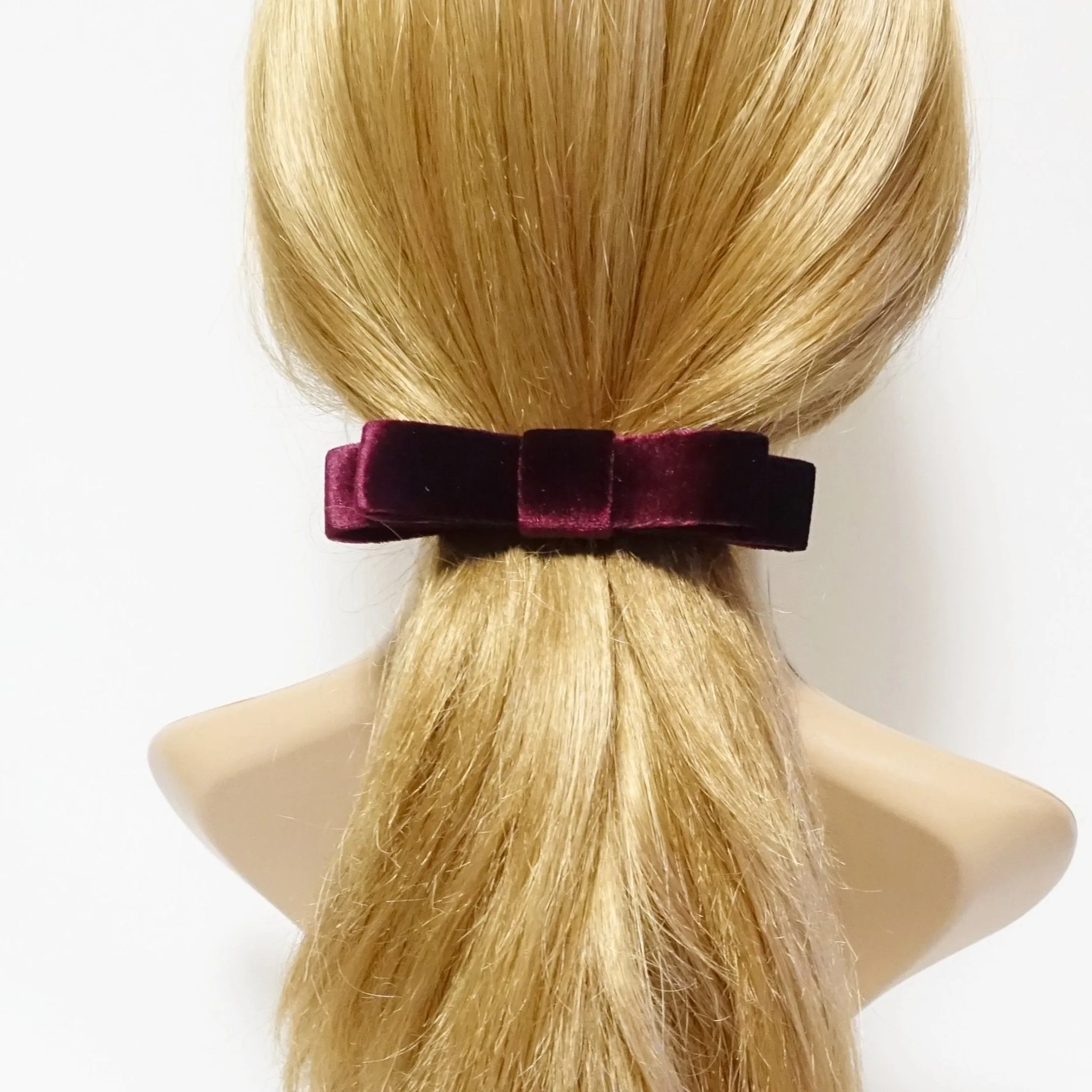 narrow flat velvet bow french bow barrette