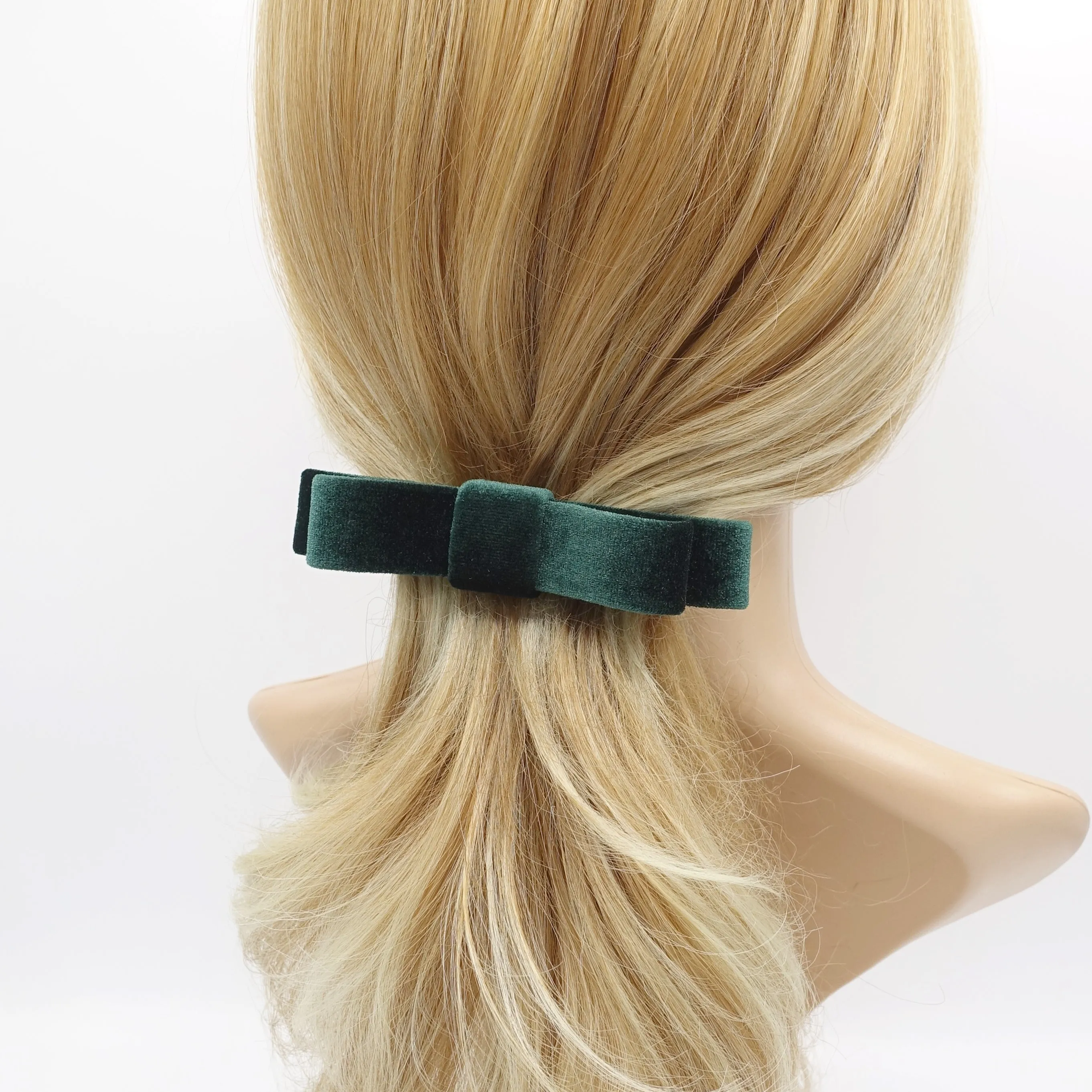 narrow flat velvet bow french bow barrette