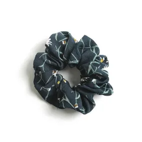 Navy Blue Daisy Scrunchie