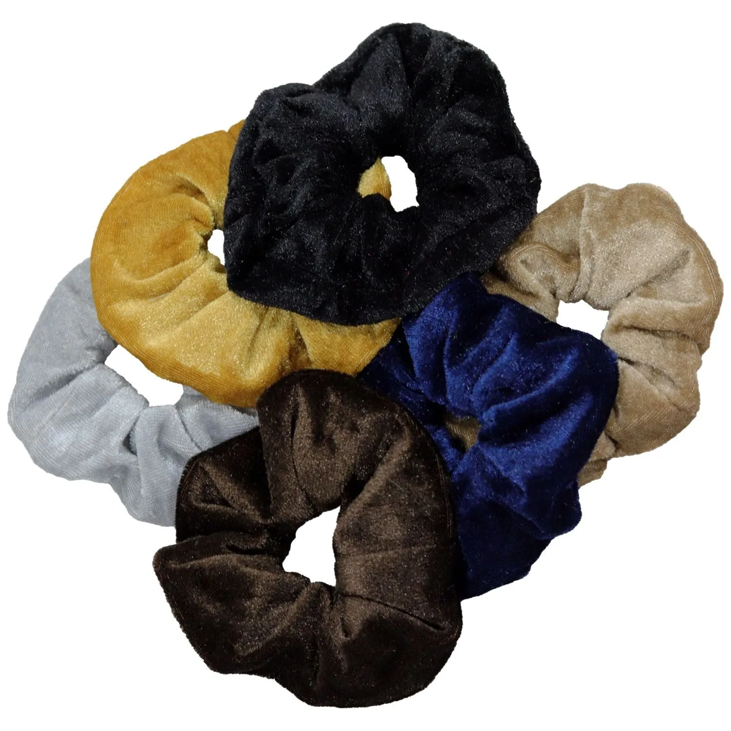 Neutral Velvet Scrunchies - 12 Pack