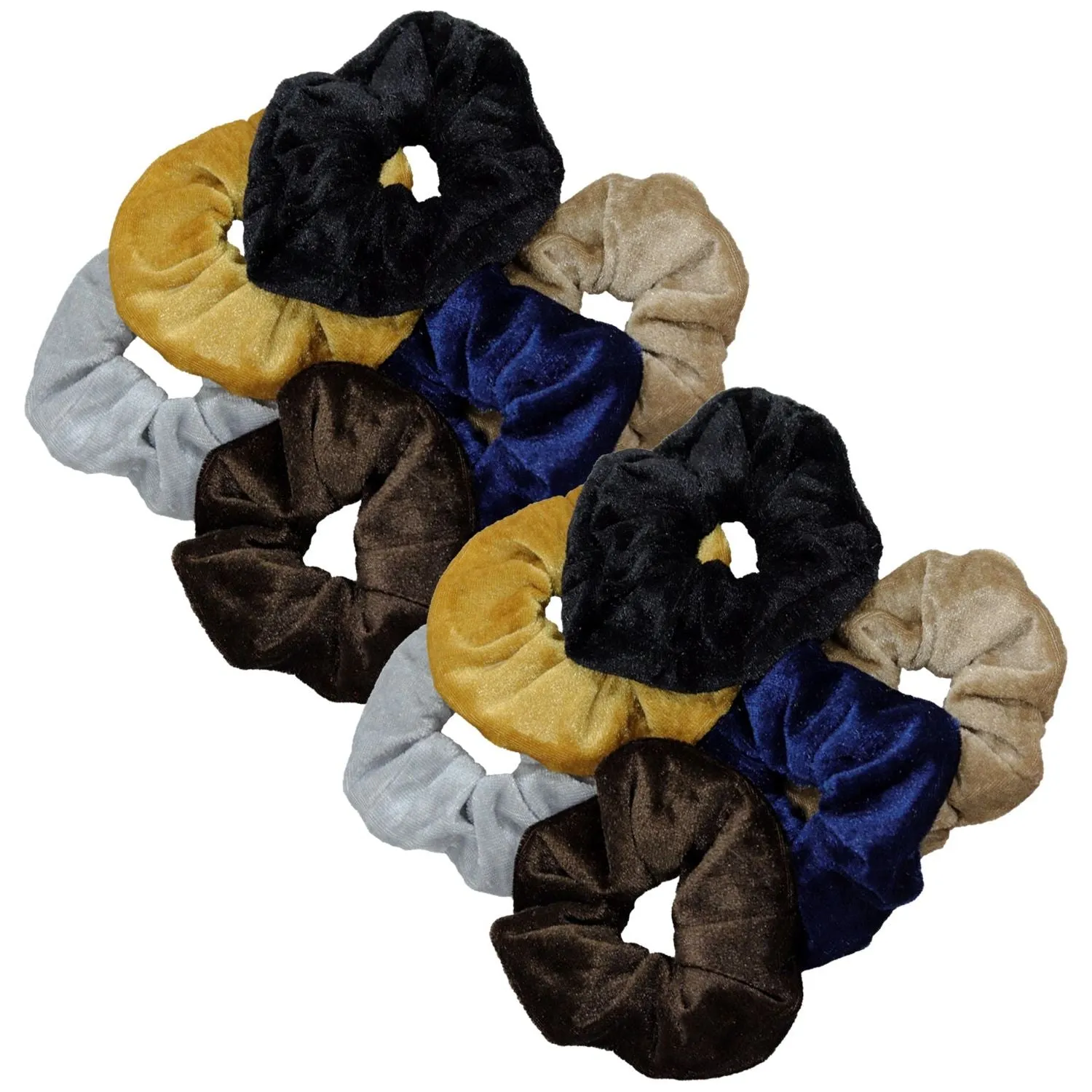 Neutral Velvet Scrunchies - 12 Pack